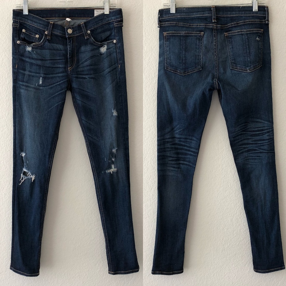 Rag and bone distressed skinny jeans dark wash 29 - Picture 1 of 8